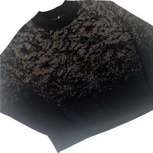 Athleta Black and Brown Patterned Wool Blend Sweater Size Small
